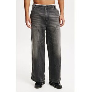 Cotton On Men's Carpenter Push Black Super Baggy Jeans Size 32